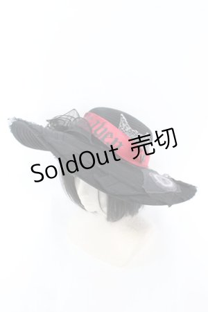 画像: VII h.NAOTO / Red Ribbon Hat ハット  ブラック×レッド O-25-08-25-011-LO-ZA-IG-ZT-K026