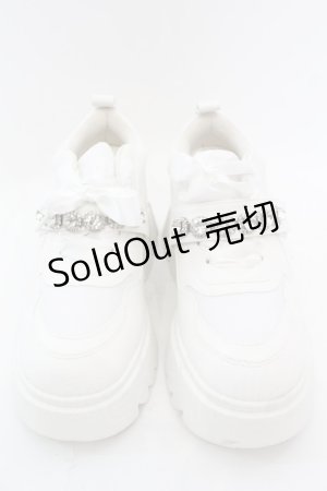画像: evelyn / 厚底ビジュースニーカー 約24cm シロ O-25-08-25-016-LO-SH-IG-OS
