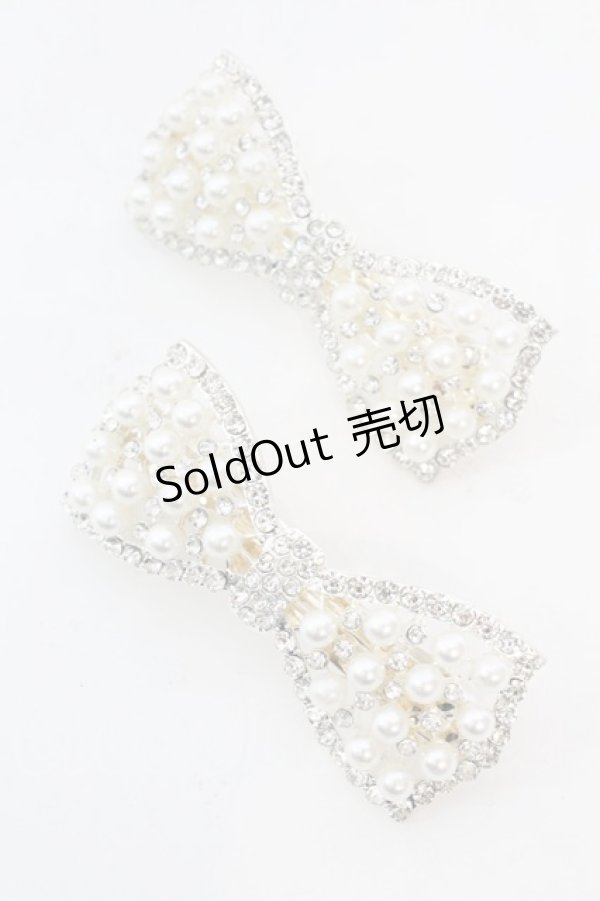 画像1: LOLITAその他 / リボンパールバレッタ  シルバー×パール O-25-08-25-024-LO-AC-IG-ZT487-F005 (1)