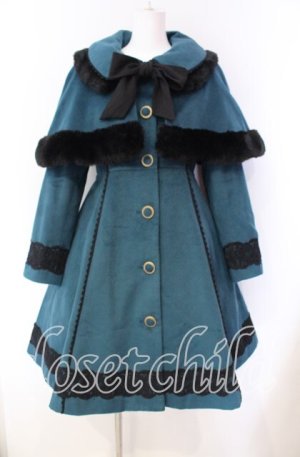 画像: axes femme kawaii / ケープ付きバッスルコート M グリーン O-25-08-26-001-AX-CO-YM-OS