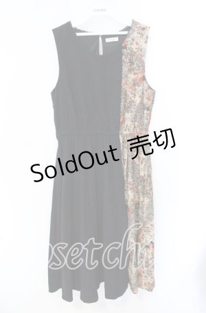 画像: axes femme / パッチワークノースリワンピ M クロｘブラウン O-25-08-26-039-AX-OP-YM-OS