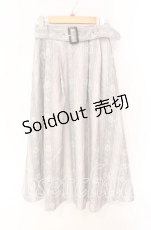画像: axes femme / ベルト付オーナメント柄スカート M ライトグレー O-25-08-26-041-AX-SK-YM-OS