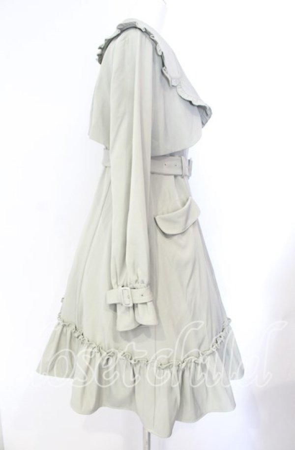 画像2: Amavel / Blumenblattフリルトレンチコート M グリーン O-25-08-26-004-CA-CO-YM-ZT270 (2)