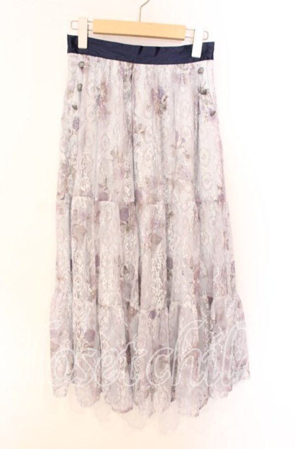 画像1: axes femme / sajouプリントレーススカート M サックス O-25-08-26-045-AX-SK-YM-ZT198 (1)