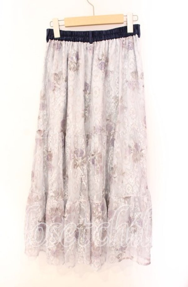 画像2: axes femme / sajouプリントレーススカート M サックス O-25-08-26-045-AX-SK-YM-ZT198 (2)