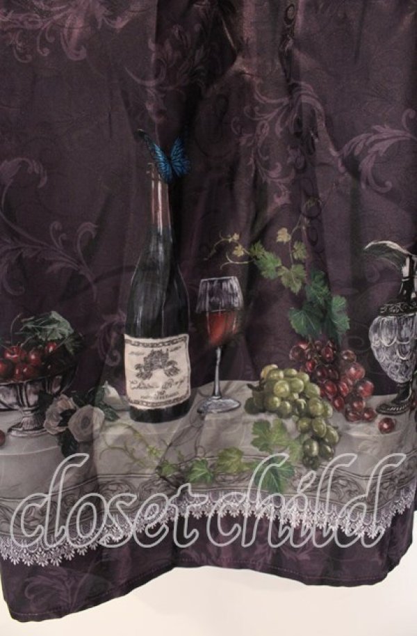 画像2: axes femme / ワイン柄スカート F パープル O-25-08-26-050-AX-SK-YM-ZT089 (2)