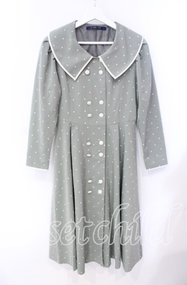 画像1: an another angelus / 配色パイピングドット柄ワンピースコート F グリーン O-25-08-26-005-CA-OP-YM-ZT510 (1)