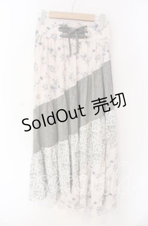 画像: axes femme / フラワー柄エスカルゴスカート M アイボリーｘグリーン O-25-08-26-053-AX-SK-YM-ZT510