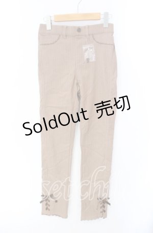 画像: axes femme / ストライプレギンスパンツ L ライトブラウン O-25-08-26-055-AX-PA-YM-ZT257