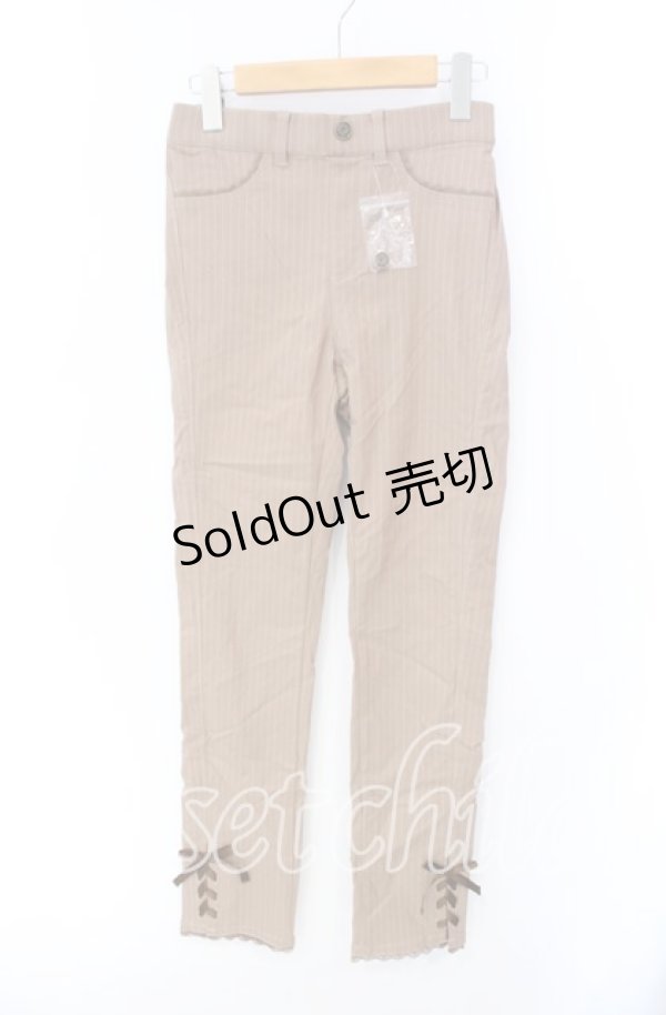 画像1: axes femme / ストライプレギンスパンツ L ライトブラウン O-25-08-26-055-AX-PA-YM-ZT257 (1)