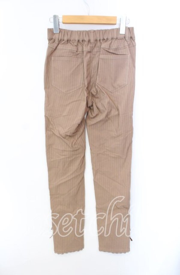 画像2: axes femme / ストライプレギンスパンツ L ライトブラウン O-25-08-26-055-AX-PA-YM-ZT257 (2)