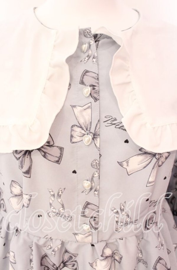 画像2: Lovely Tency / 眞白ありすコラボ/リボンプリントワンピース L サックス O-25-08-26-059-LO-OP-OW-ZT066 (2)