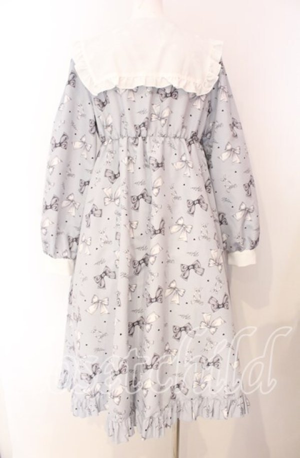 画像3: Lovely Tency / 眞白ありすコラボ/リボンプリントワンピース L サックス O-25-08-26-059-LO-OP-OW-ZT066 (3)