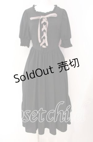 画像: m petit by misako / AMレースアップワンピース S クロ O-25-08-26-060-LO-OP-OW-OS