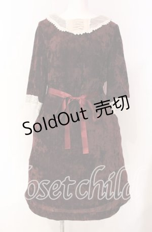 画像: Jane Marple / チュールレースカラークラッシュベロアワンピース M ワイン O-25-08-26-066-JM-OP-IG-OS