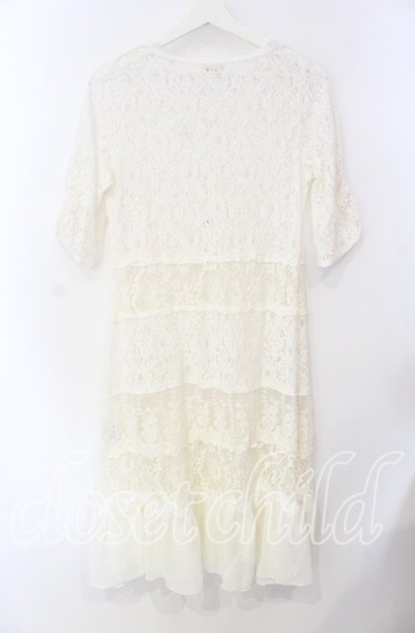 画像2: axes femme / シフォンフリルロングレースガウン M シロ O-25-08-26-008-AX-TO-YM-ZT010 (2)