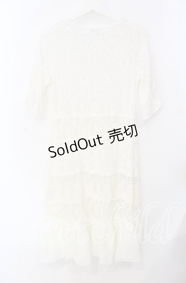 画像2: axes femme / シフォンフリルロングレースガウン M シロ O-25-08-26-008-AX-TO-YM-ZT010 (2)