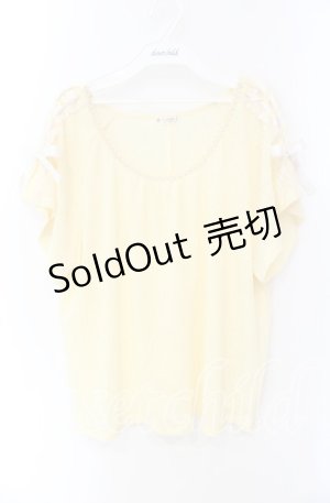 画像: axes femme / 肩レースUPトップス M イエロー O-25-08-26-084-AX-TO-OW-ZT510