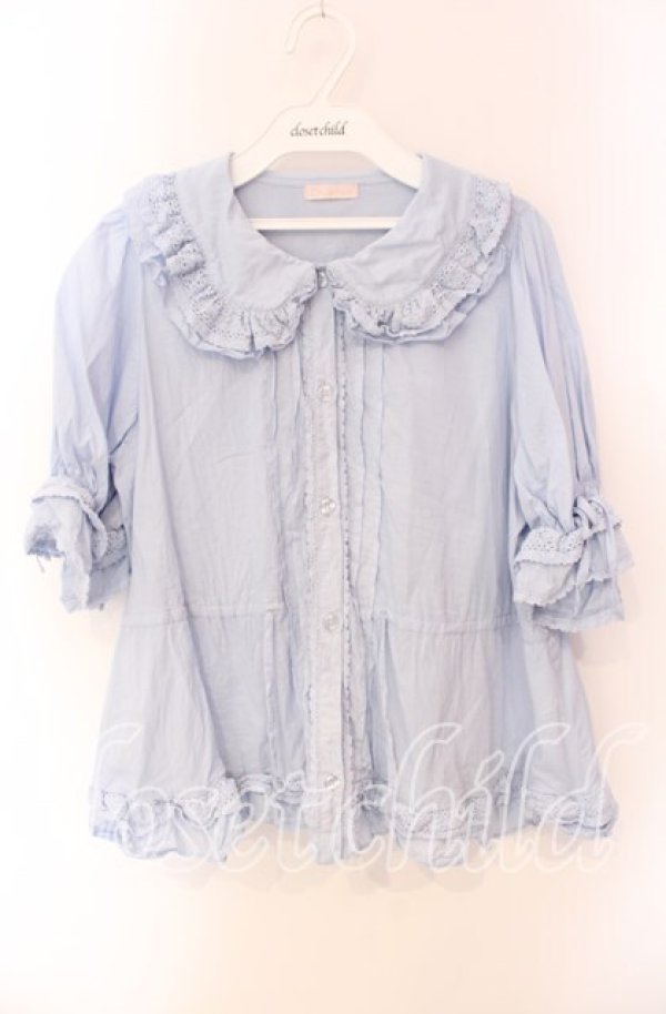 画像1: Chalmiere / クラシックコットンブラウス M サックス O-25-08-26-087-LO-BL-OW-ZT085 (1)