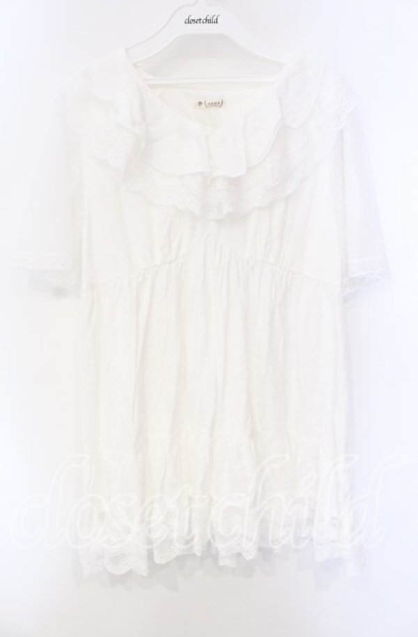 画像1: axes femme / ボリュームフリルチュニック F シロ O-25-08-26-089-AX-TO-OW-ZT510 (1)