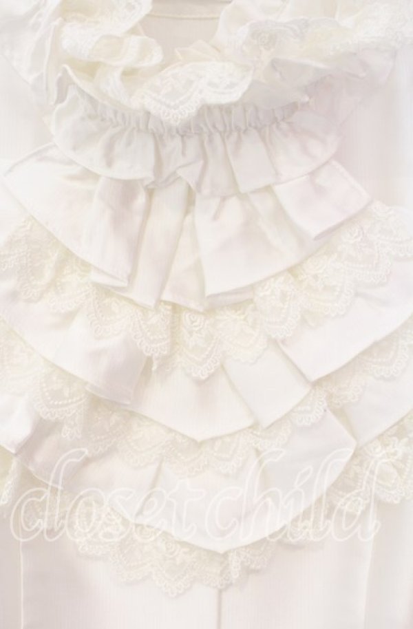 画像2: Moi-meme-Moitie / 薔薇レースストライプジャボ付きブラウス (9号) 9号 ホワイト O-25-08-26-093-MO-BL-IG-OS (2)