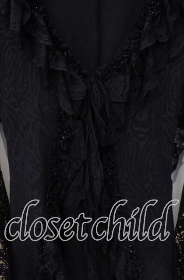 画像2: Qutie Frash / 姫袖レースカーデ  ブラック×ゴールド O-25-08-26-102-QU-OP-IG-OS (2)