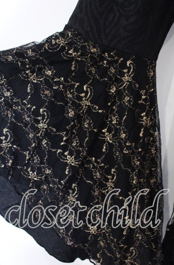 画像3: Qutie Frash / 姫袖レースカーデ  ブラック×ゴールド O-25-08-26-102-QU-OP-IG-OS (3)