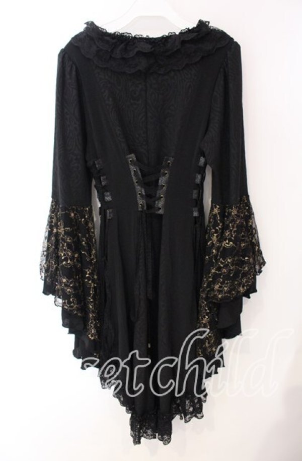 画像4: Qutie Frash / 姫袖レースカーデ  ブラック×ゴールド O-25-08-26-102-QU-OP-IG-OS (4)