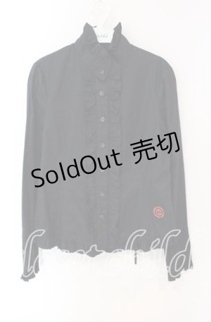 画像: MAM / スタンドカラーフリルブラウス  ブラック O-25-08-26-103-LO-BL-OW-OS