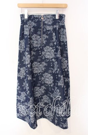 画像: axes femme / ジップ付ブーケデニムスカート  インディゴ O-25-08-26-109-AX-SK-IG-OS