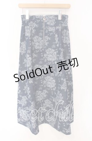 画像: axes femme / ジップ付ブーケデニムスカート  インディゴ O-25-08-26-109-AX-SK-IG-OS
