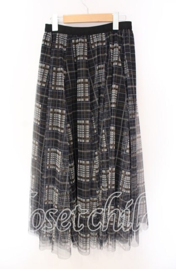 画像2: axes femme / チェック柄フレアスカート  クロ O-25-08-26-112-AX-SK-IG-ZT510 (2)