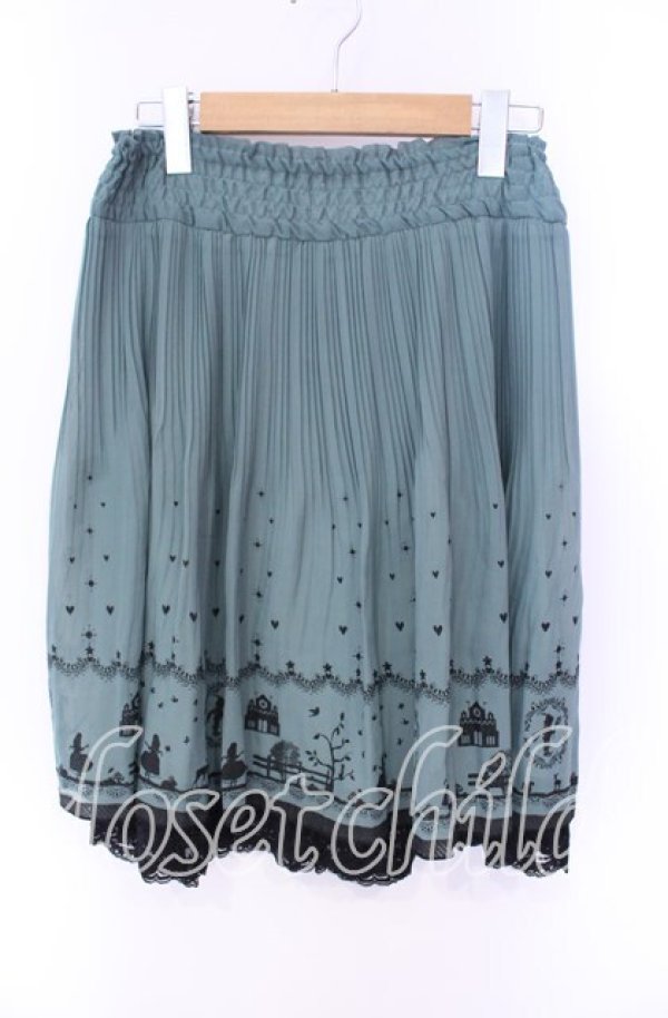 画像1: a.r.w / シルエットプリーツスカート  グリーン O-25-08-26-113-LO-SK-IG-ZT257 (1)