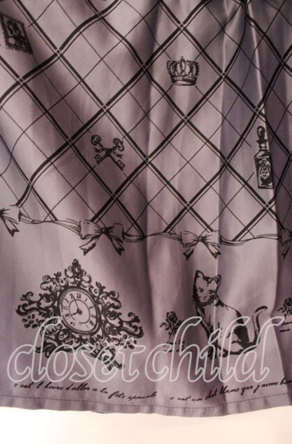 画像2: axes femme POETIQUE / チュール重ねねこ柄スカート  グレー×クロ O-25-08-26-114-AX-SK-IG-ZT372 (2)