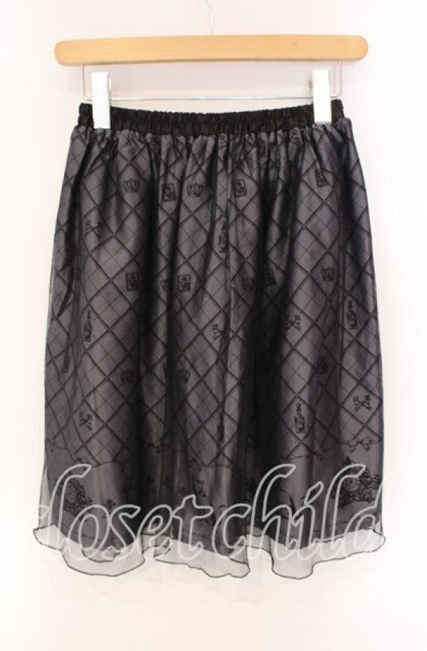 画像3: axes femme POETIQUE / チュール重ねねこ柄スカート  グレー×クロ O-25-08-26-114-AX-SK-IG-ZT372 (3)