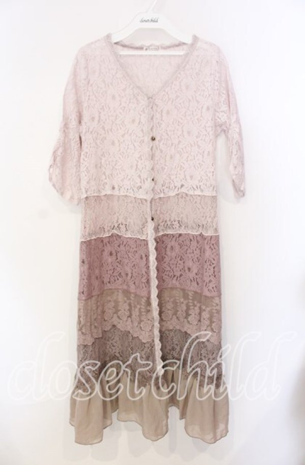画像1: axes femme / 総レースガウンワンピース M ピンクベージュ O-25-08-26-013-AX-OP-YM-ZT038 (1)