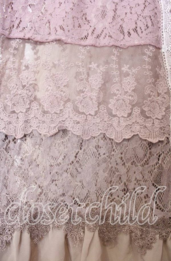 画像2: axes femme / 総レースガウンワンピース M ピンクベージュ O-25-08-26-013-AX-OP-YM-ZT038 (2)