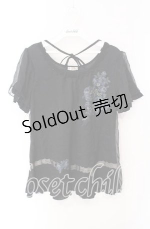 画像: axes femme / チュ-ル重ねブーケプリントトップス M クロ O-25-08-26-024-AX-TO-YM-OS