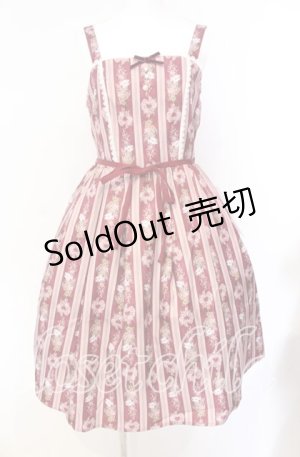 画像: axes femme kawaii / RosyBear柄ジャンパースカート M ワイン O-25-08-26-027-AX-OP-YM-OS