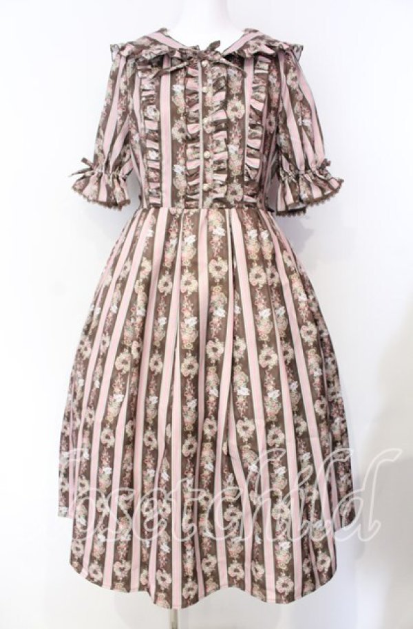 画像1: axes femme kawaii / RosyBear柄ワンピース M チャ O-25-08-26-028-AX-OP-YM-ZT070 (1)