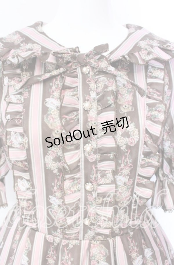 画像2: axes femme Kawaii / RosyBear柄ワンピース M チャ O-25-08-26-028-AX-OP-YM-ZT070 (2)