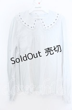 画像: Nile Perch / ラメレースカットソー【サンプル品】  サックス O-25-08-27-050-LO-TO-OW-OS