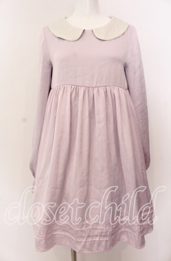 画像1: himitsu by syrup.(RoseMarie seoir) / 丸襟サテンワンピース  ラベンダー O-25-08-27-052-LO-OP-OW-ZT027 (1)