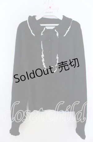 画像: DearMyLove / 選べる襟フリルニットトップス 3L クロ O-25-08-27-062-EL-TO-OW-OS