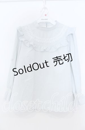 画像: evelyn / レース配色プルブラウス  ミントブルー O-25-08-27-077-LO-BL-OW-OS