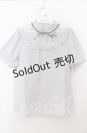 画像: evelyn / デコルテレースリボンブラウス M ブルー O-25-08-27-022-LO-BL-OW-OS