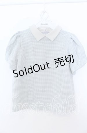 画像: evelyn / ギャザースリーブブラウス  ブルーグレー O-25-08-27-031-LO-BL-OW-ZT091