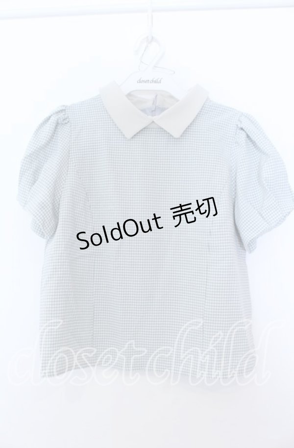 画像1: evelyn / ギャザースリーブブラウス  ブルーグレー O-25-08-27-031-LO-BL-OW-ZT091 (1)