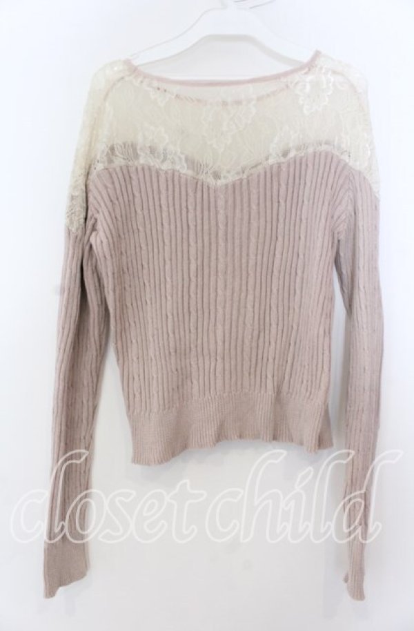 画像2: evelyn / デコルテレースリボンニット  ピンク O-25-08-27-032-LO-TO-OW-ZT484 (2)