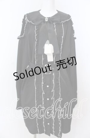 画像: Ank Rouge / 肩レースあきシャツワンピース M クロ O-25-08-27-037-CA-OP-OW-OS